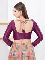 Thumbnail for Joban Fashion Magenta Gajji Silk Elbow Sleeveless Back Open Blouse