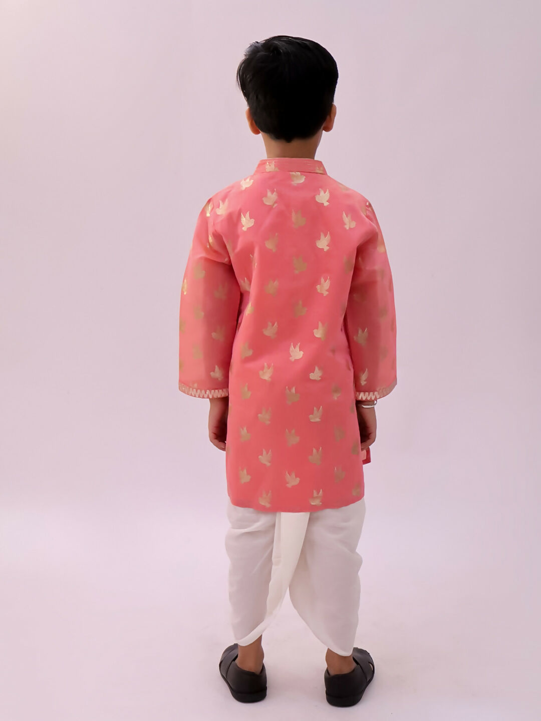 Lil Drama Mishti Peach Kurta Dhoti Set For Boys