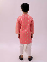 Thumbnail for Lil Drama Mishti Peach Kurta Dhoti Set For Boys