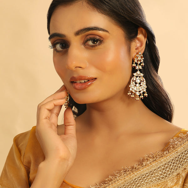 Nuyug 22K Gold Plated Serenoor Pearl Chandbali Earrings