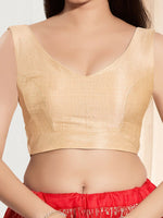 Thumbnail for Joban Fashion Cream Mulberry Silk Padded Blouse With Round Neck Sleeveless