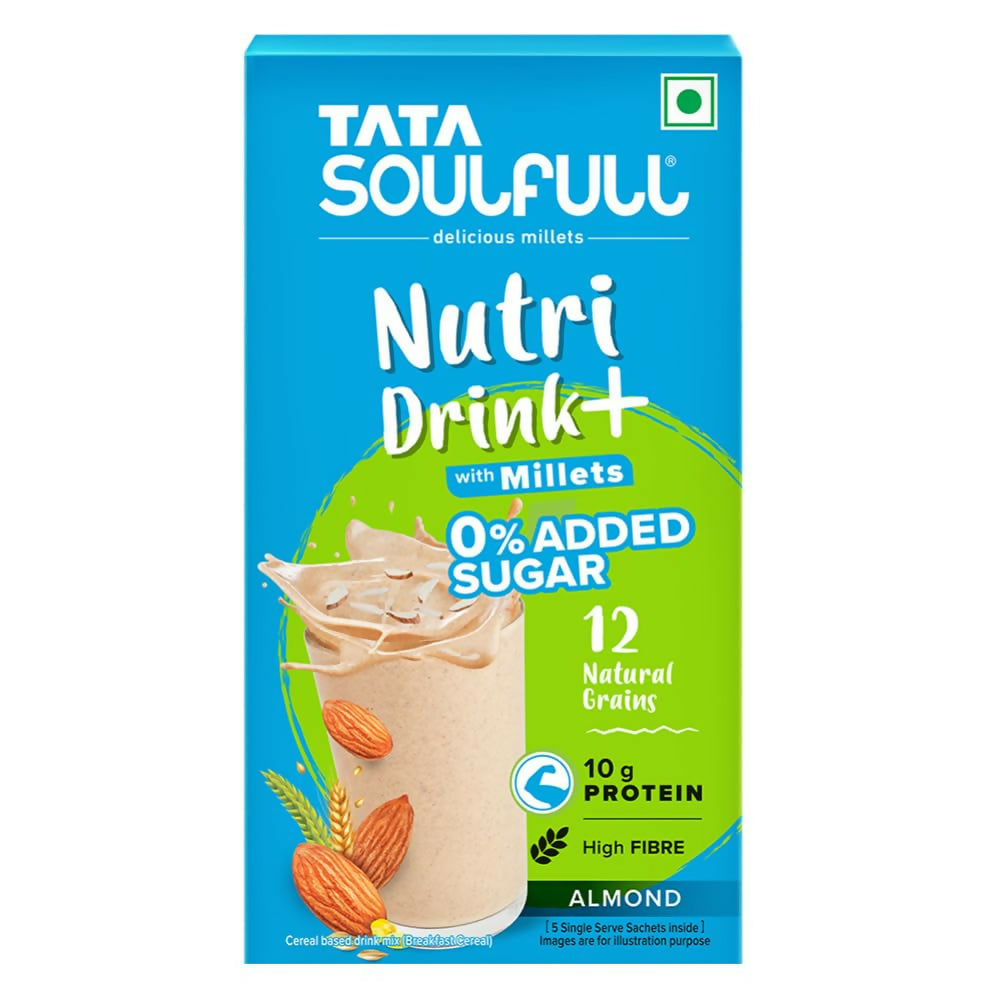Tata Soulfull Nutri Drink+ With Millets, 0% Added Sugar - Almond Flavor - Distacart