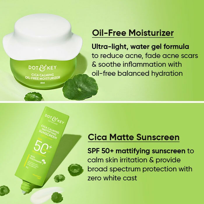 Dot & Key Cica + Niacinamide C + E CSMS (Cleanser, Serum, Moisturizer, Sunscreen) Routine for Oily & Acne Prone Skin - Distacart