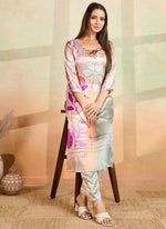 Thumbnail for Prazu Fashion Multi Color Printed Cotton Reyon Kurta Pant Set - Distacart