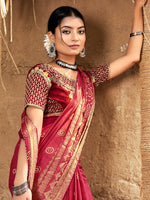 Thumbnail for NOZ2TOZ Women's Pure Silk Red Woven Design Designer Saree With Blouse Piece - Distacart