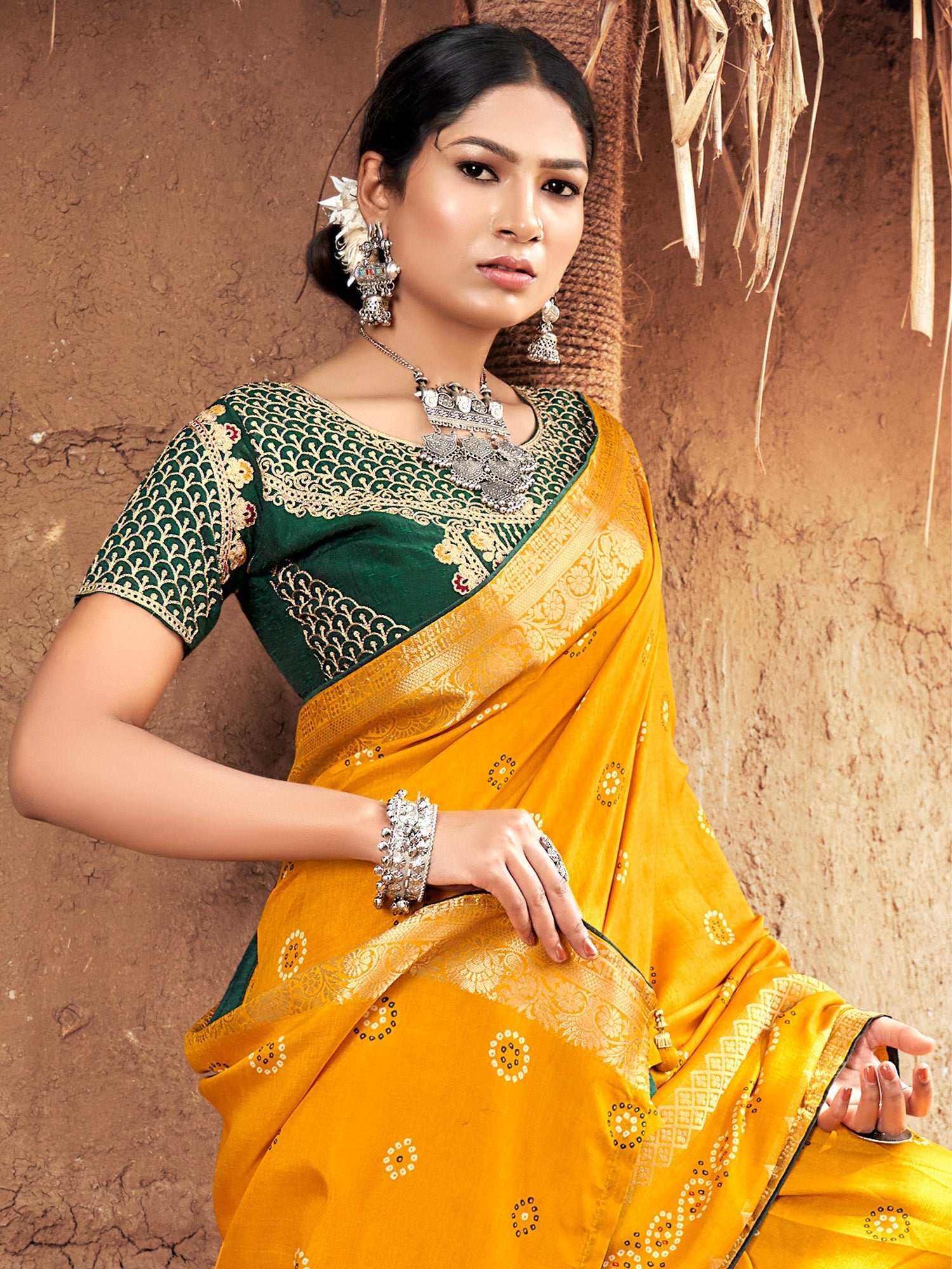 NOZ2TOZ Women's Pure Silk Yellow Woven Design Designer Saree With Blouse Piece - Distacart