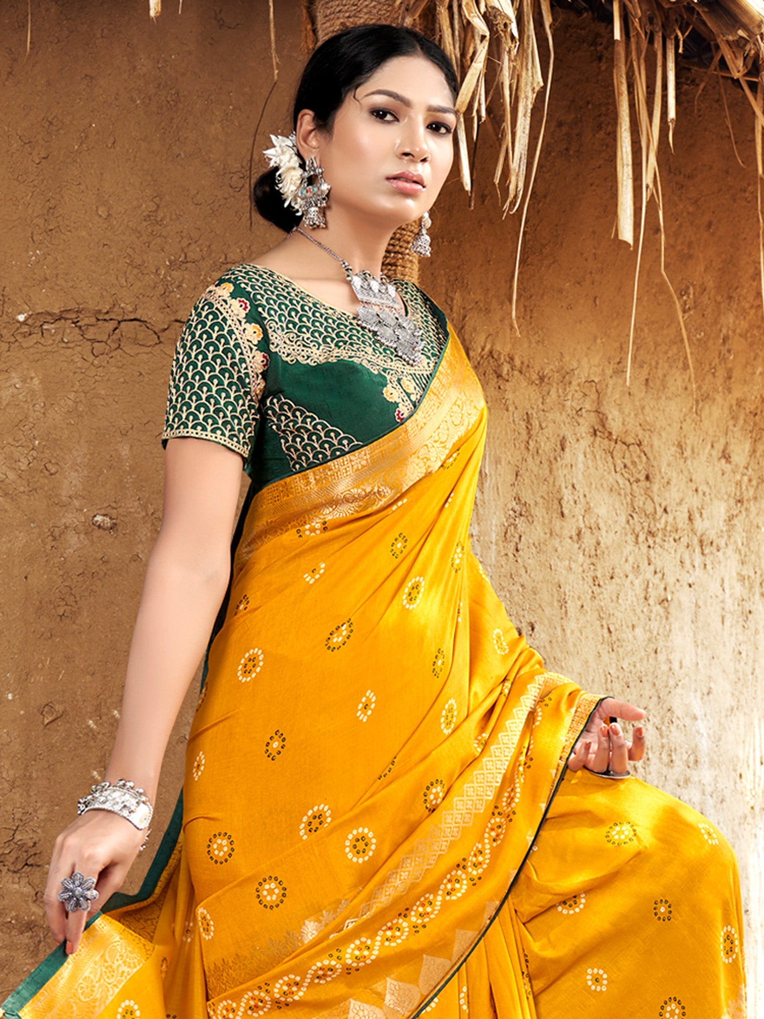 NOZ2TOZ Women's Pure Silk Yellow Woven Design Designer Saree With Blouse Piece - Distacart