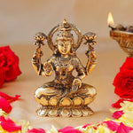 Thumbnail for Estele Gold-Polished goddess of wealth Laxmi Devi on lotus Idol for Pooja/Car decor