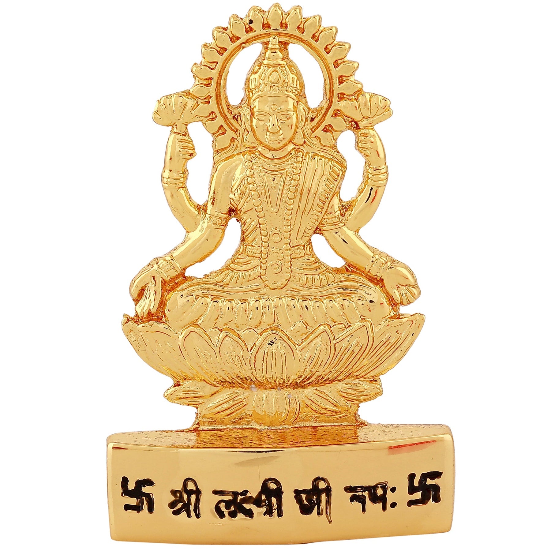 Estele Gold-Polished goddess of wealth Laxmi Devi on lotus Idol for Home/Car decor - Distacart