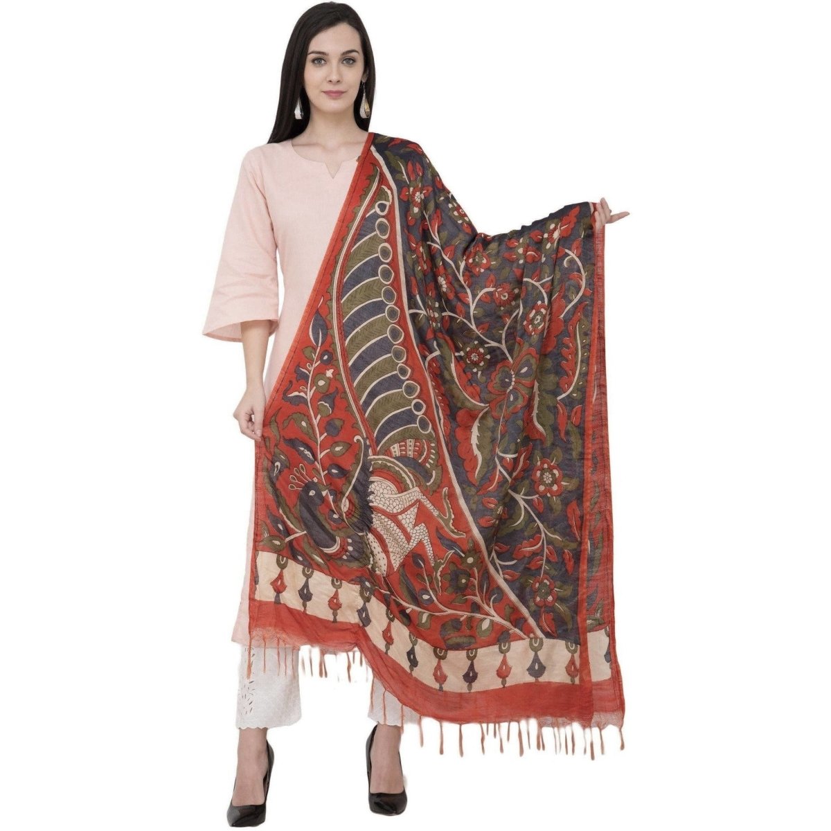 A R Silk Modal Kalamkari Print Fancy Dupatta Color Multi Print Dupatta or Chunni