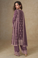 Thumbnail for Anaita Purple Chinon Silk Stitched Suit with Embroidery & Sequence Work - Distacart