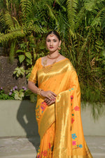 Thumbnail for Jyoti Fashion Women's Yellow Paithani Silk Zari Woven Saree with Blouse - Distacart