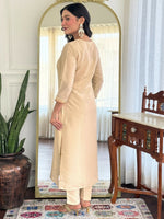 Thumbnail for The52 Chiku Women's Beautiful Rayon Fabric Embroidered Work Straight Kurta Pant and Dupatta Set - Distacart