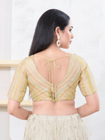 Thumbnail for Joban Fashion Gold Jacquard Elbow Sleeveless Back Open Blouse