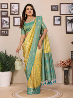 Thumbnail for Anaita Yellow Tissue Silk Saree With Weaving Zari Work - Distacart