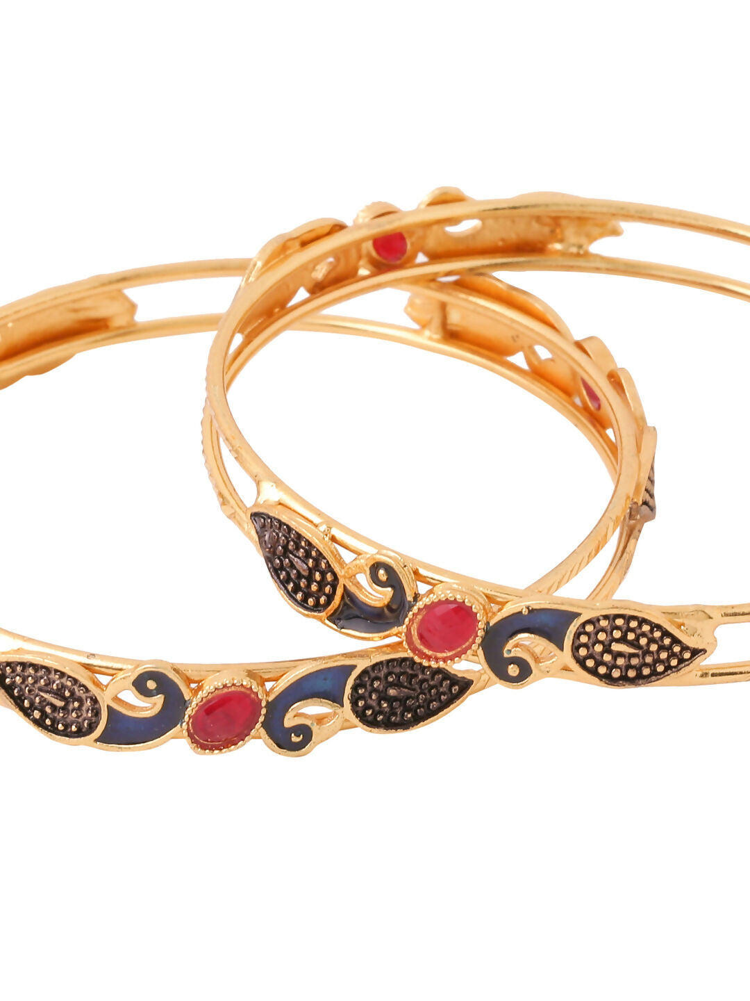 NVR Women Set of 2 Gold-Plated Traditional Daily Use Peacock Design Bangles - Distacart