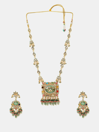 Ruby Raang Kundan Haar With Matching Earrings - Distacart