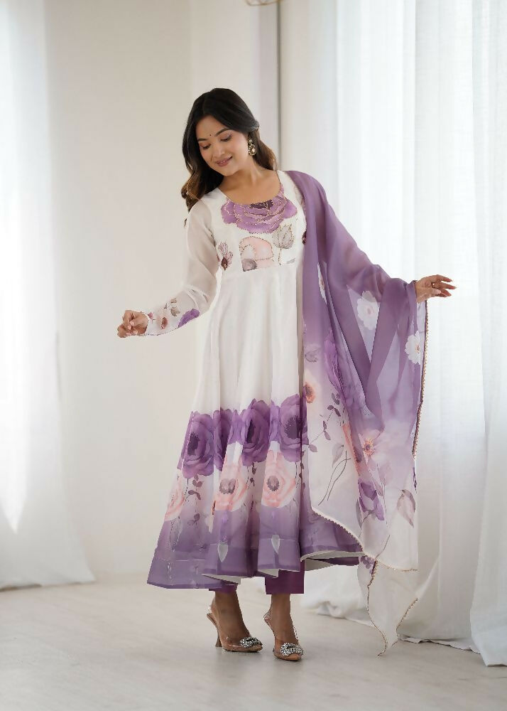 Joban Fashion Onion Pink Kurta Set Organza Sequin Embroidery Work - Distacart