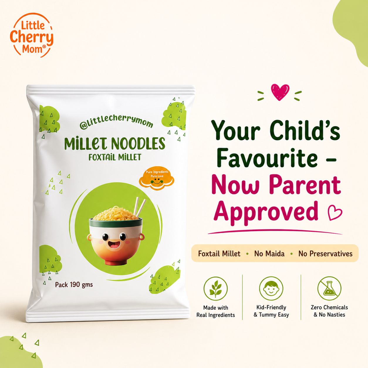 Littlecherrymom Foxtail Millet Instant Noodles - Dista