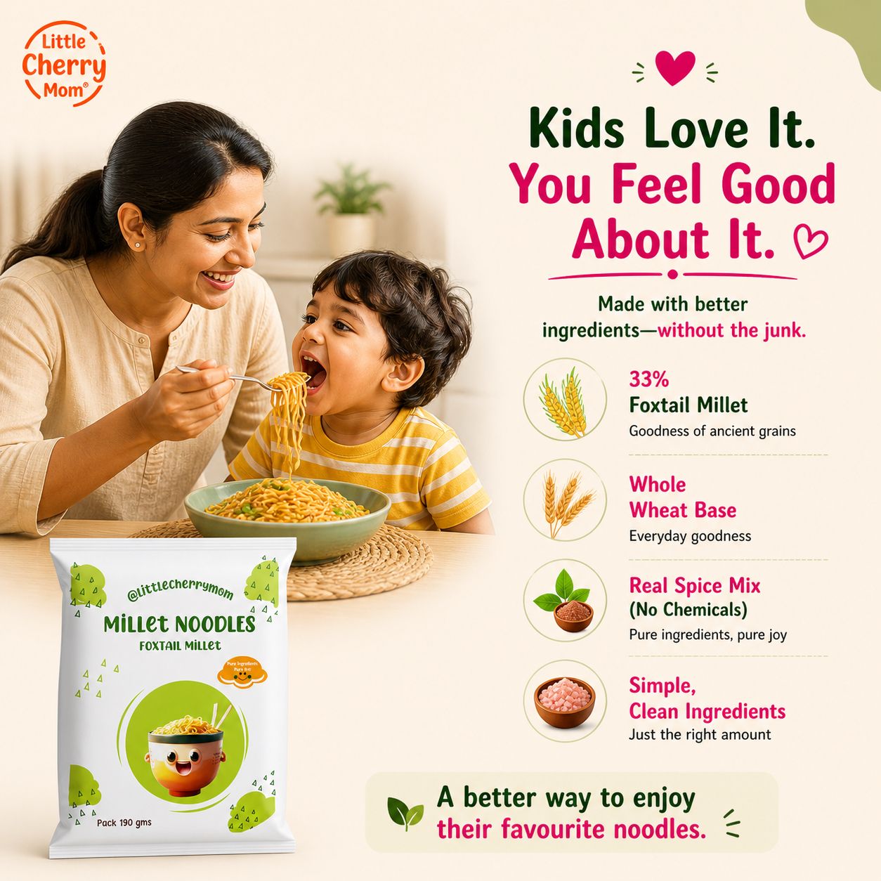 Littlecherrymom Foxtail Millet Instant Noodles - Dista