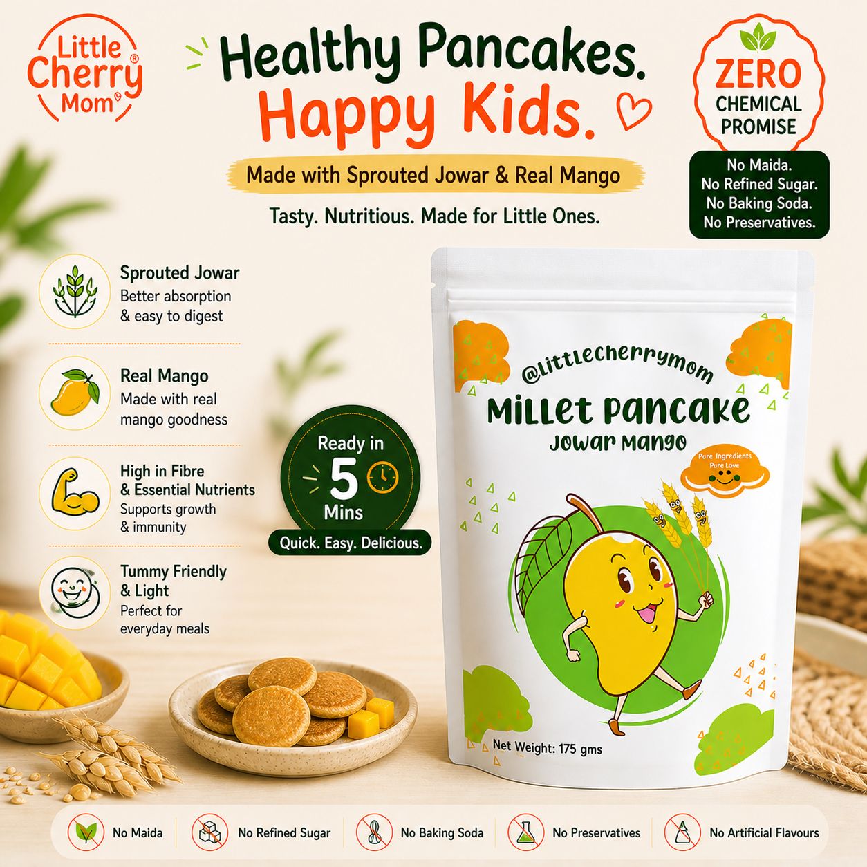 Littlecherrymom Pancake Mix Jowar Mango - Dista