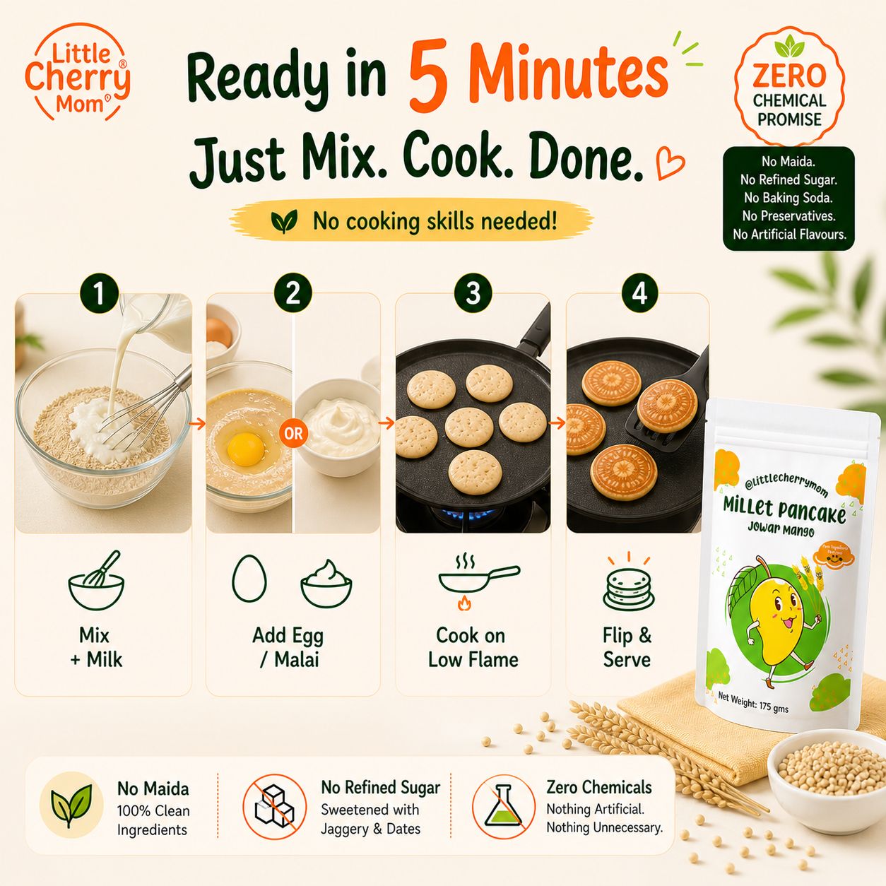Littlecherrymom Pancake Mix Jowar Mango - Dista
