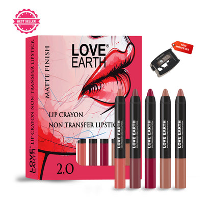 Love Earth Lip Crayon Non-Transfer Lipstick 2.O And Sharpener - Distacart