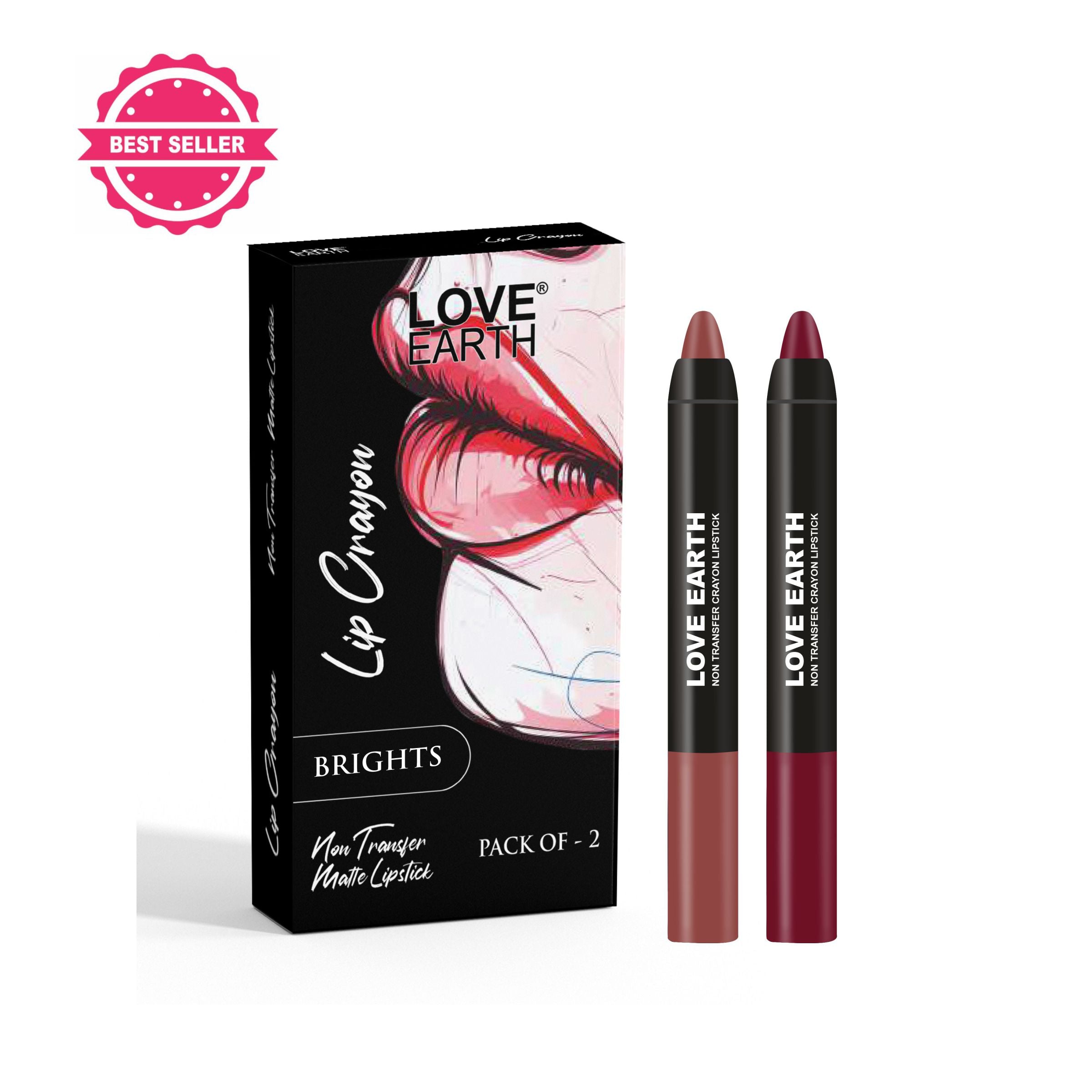 Love Earth Lip Crayon Non-Transfer Lipstick - Brights - Distacart