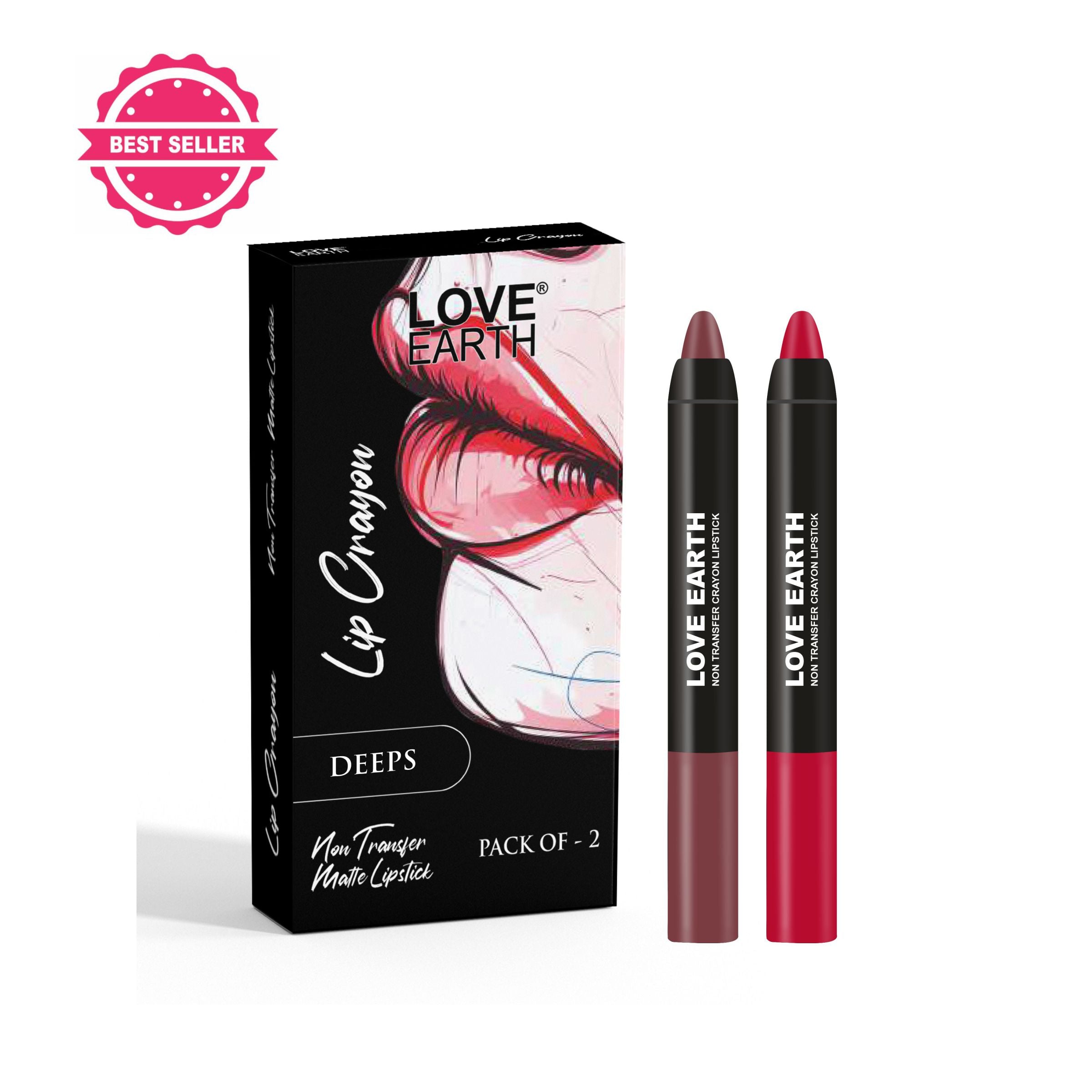Love Earth Lip Crayon Non-Transfer Lipstick - Deeps - Distacart