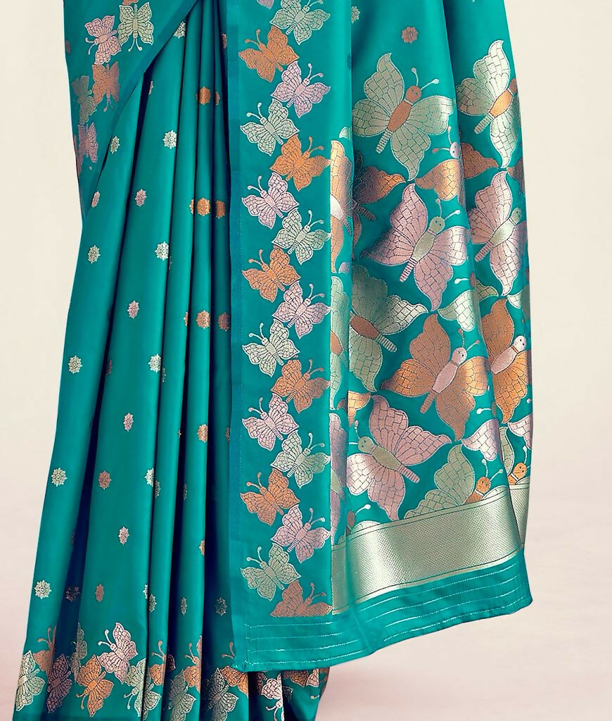 Preksha Creation Banarasi Soft Silk Women Blue Saree - Distacart