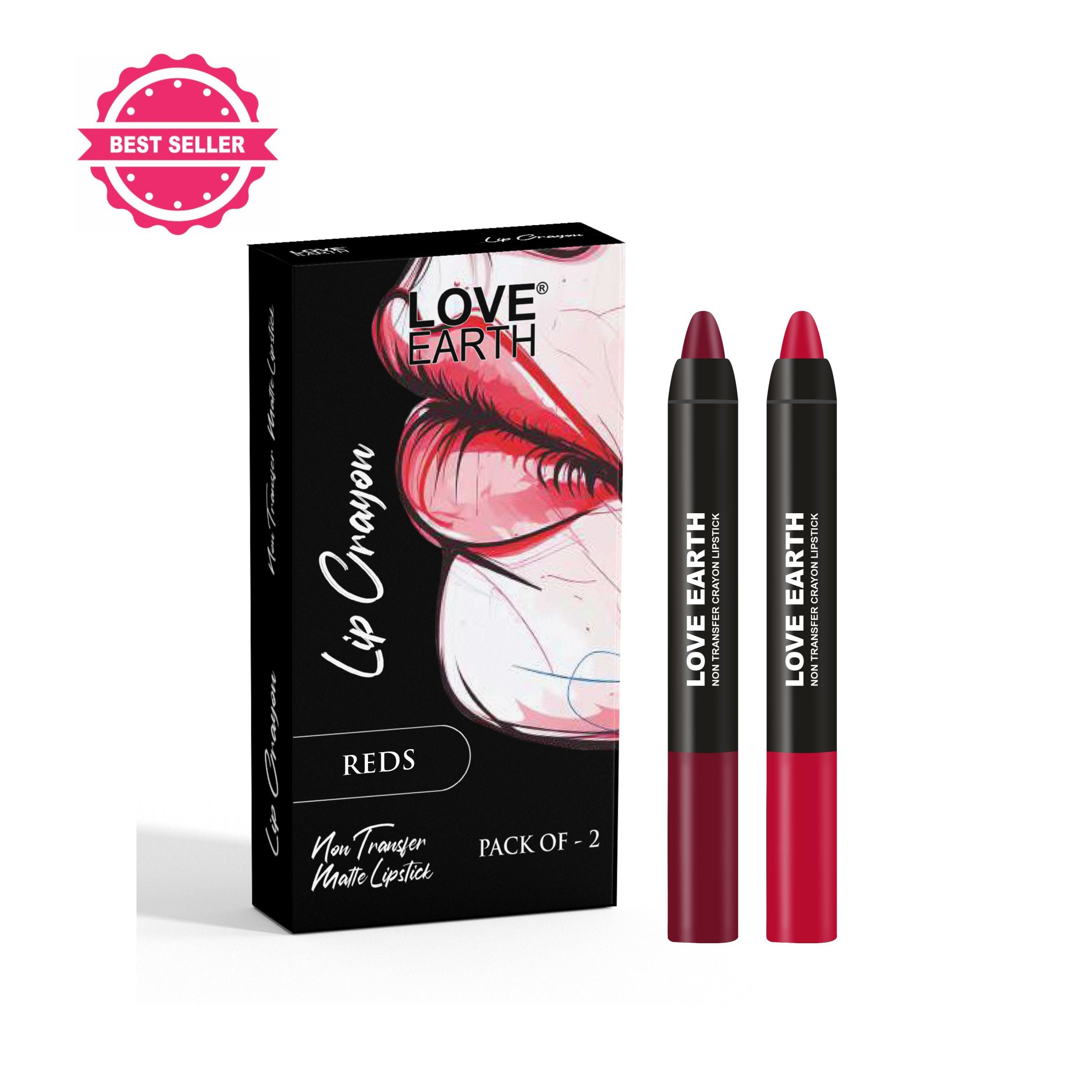 Love Earth Lip Crayon Non-Transfer Lipstick - Reds - Distacart