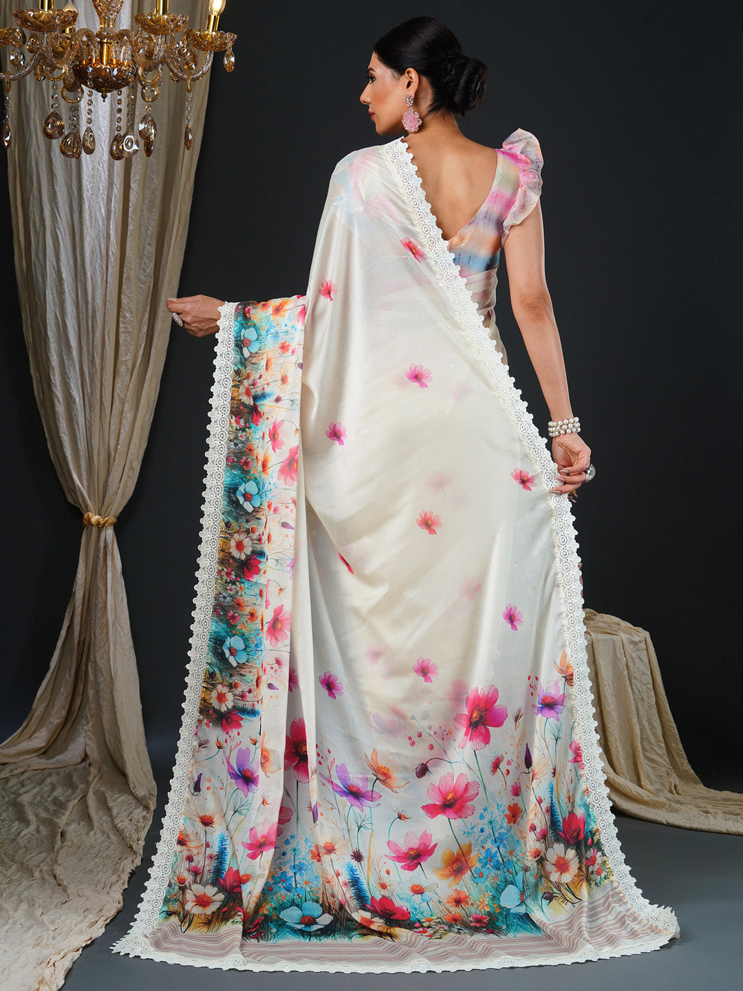 NOZ2TOZ Women's Georgette Multi Color Digital Print Designer Saree With Blouse Piece - Distacart