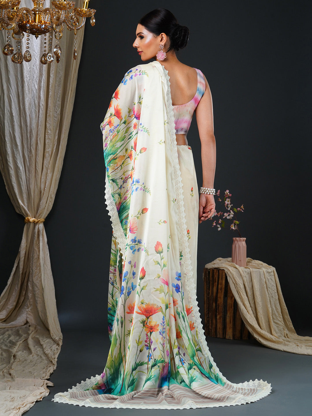 NOZ2TOZ Women's Georgette Multi Color Digital Print Designer Saree With Blouse Piece - Distacart