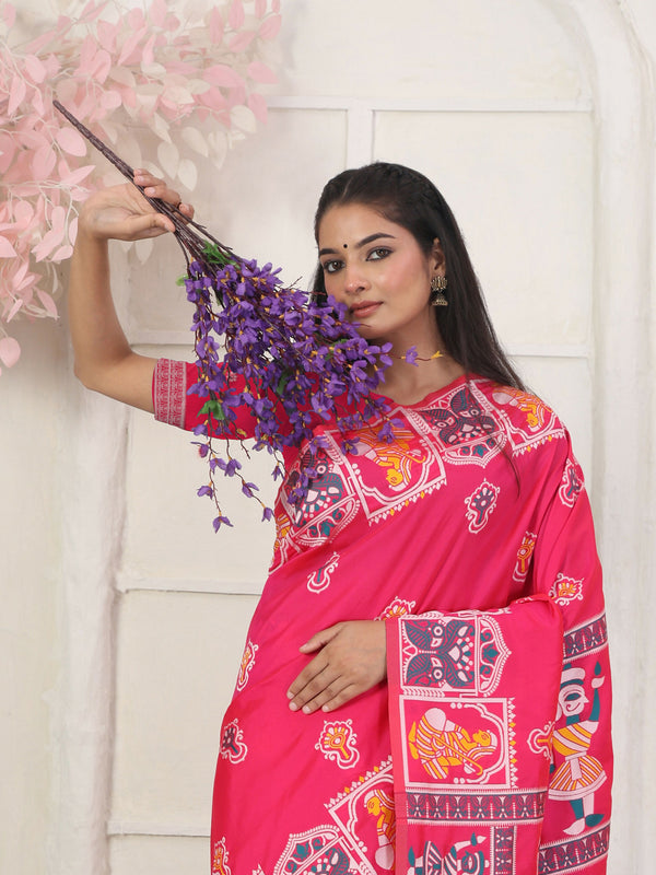 Astita Silk Blend Pink Saree