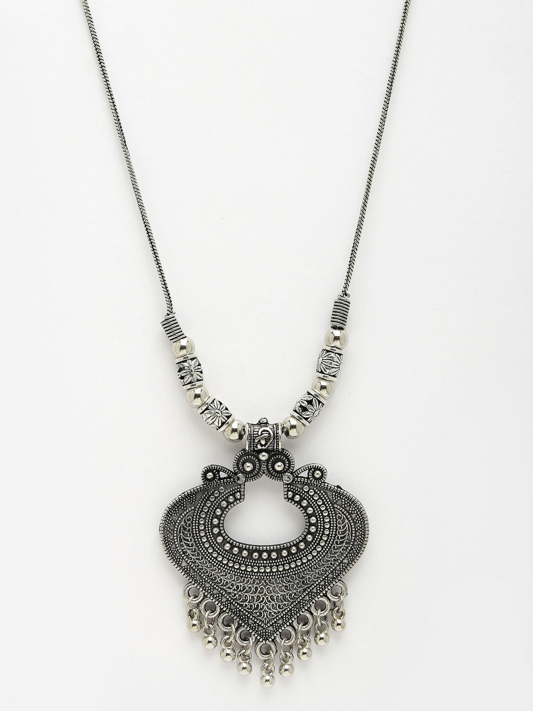 NVR Women's Silver-Toned German Silver Oxidised Pendant with Chain - Distacart