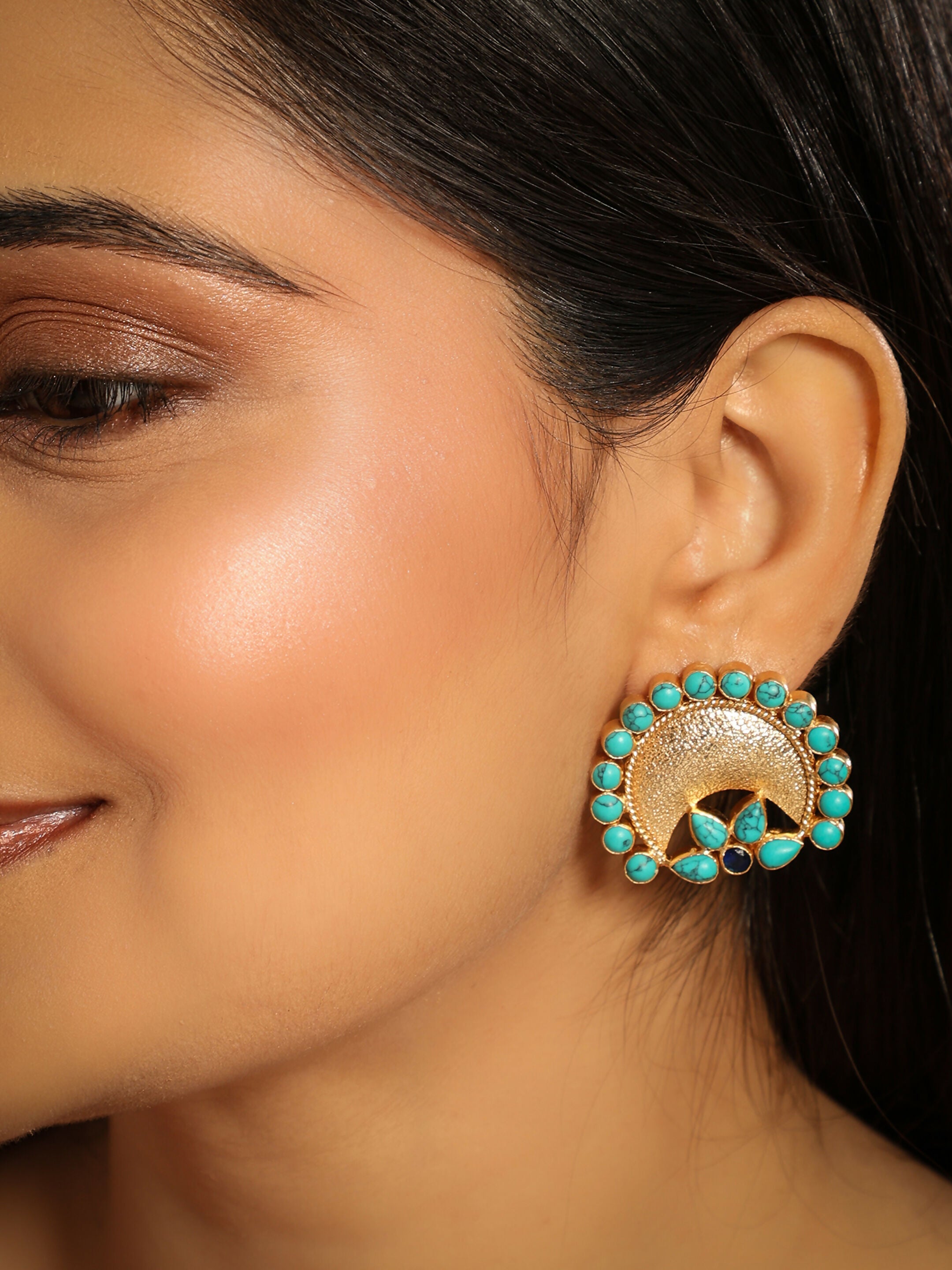 Nuyug Turquoise Crescent Earrings