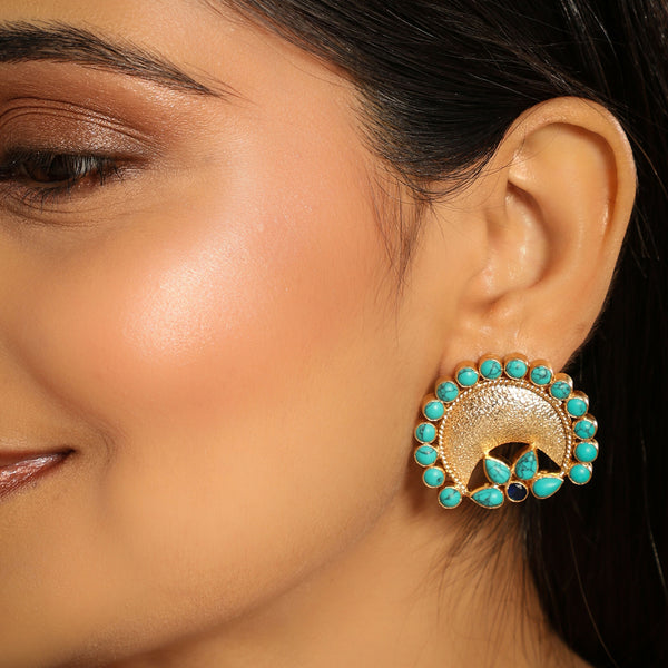 Nuyug Turquoise Crescent Earrings