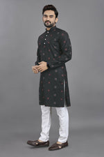 Thumbnail for Anaita Black Weaving Linen Cotton Straight Kurta - Distacart