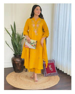 Thumbnail for The52 Women's Beautiful Rayon Slub Fabric Embroidery Work Straight Kurta Pant and Dupatta Set - Distacart