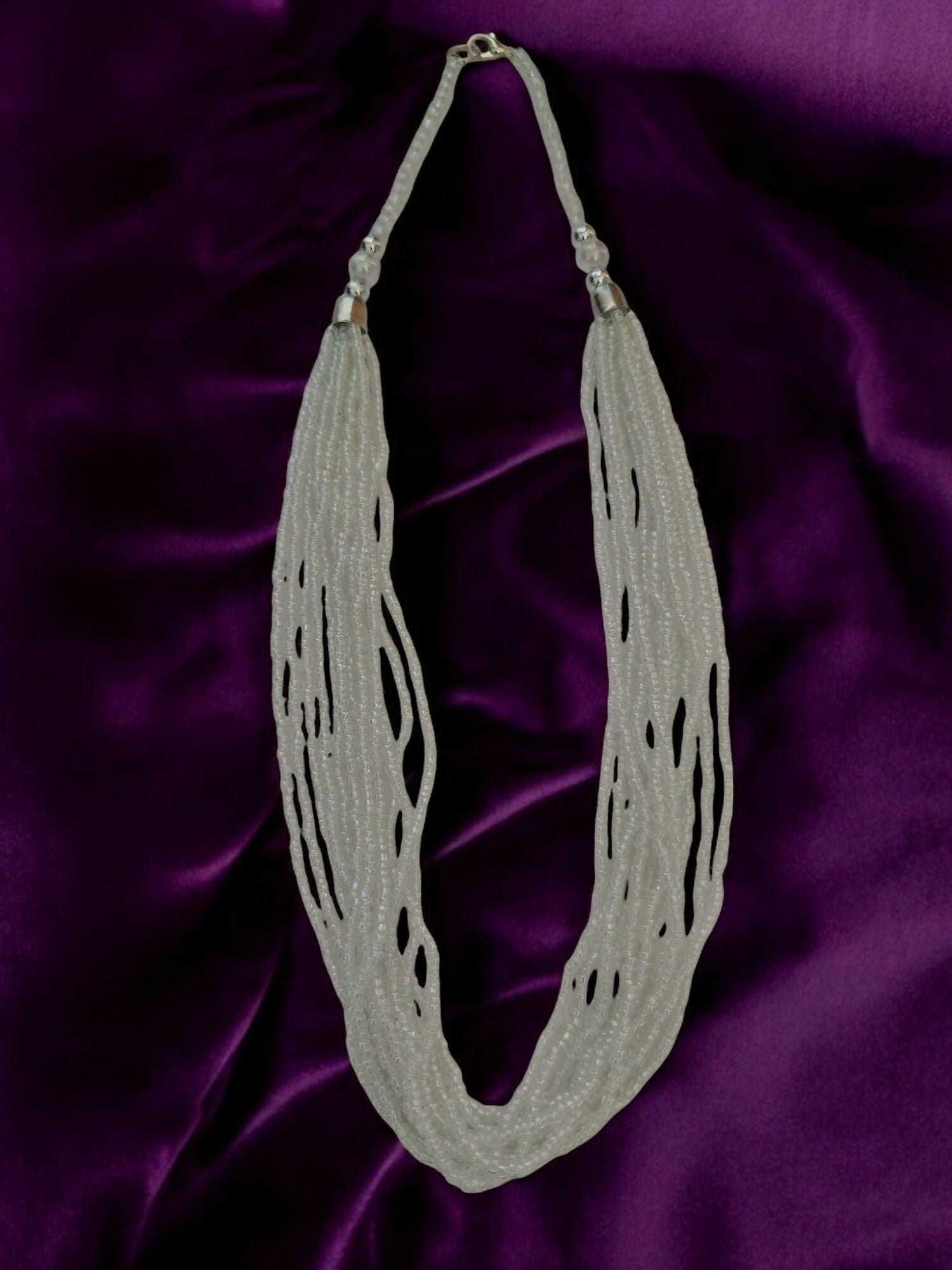 Inhanns Bloom Handmade Beaded Only Necklace - 12 Layers - Ivory - Distacart