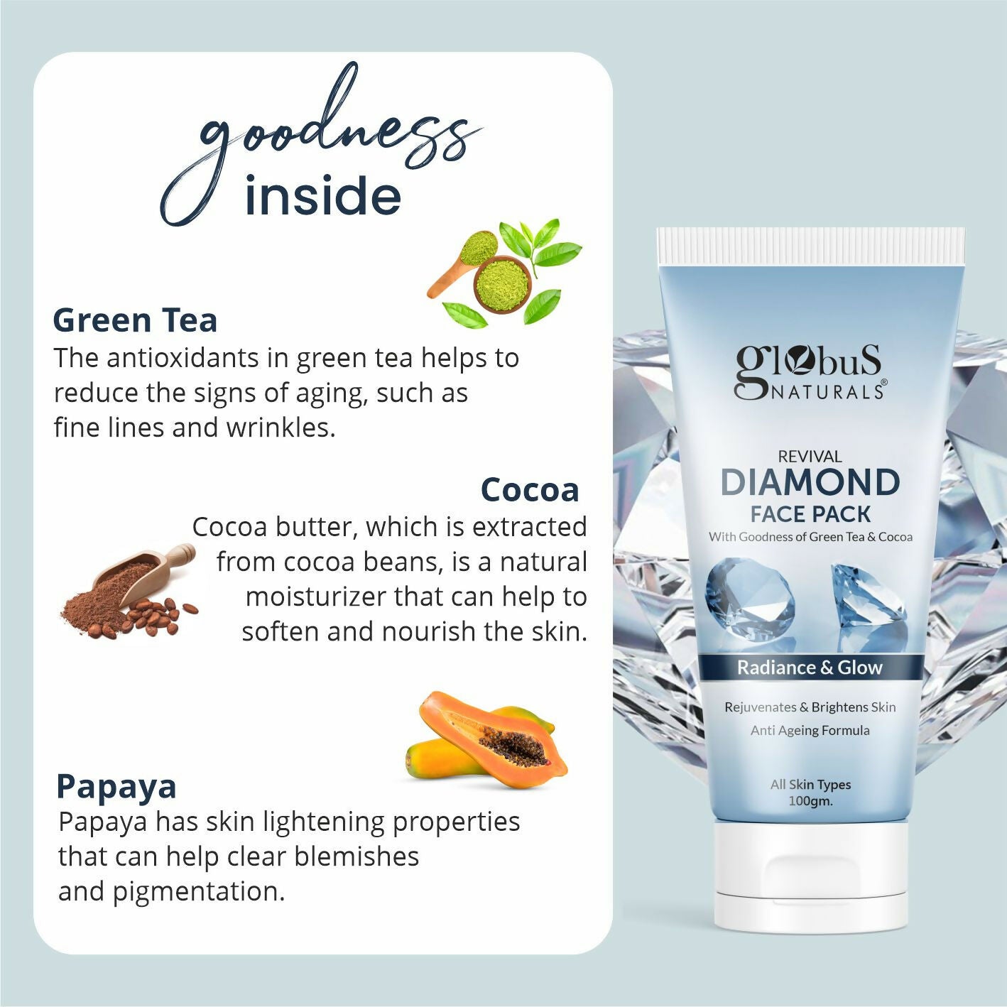 Globus Naturals Revival Diamond Face Pack, Natural & Ayurvedic Formula - Distacart
