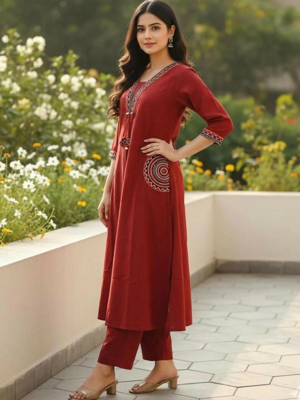 Miravan Womens Brown Straight Kurta Set - Dista