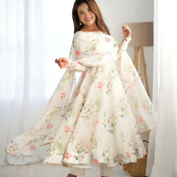 Joban Fashion Off White Kurta Set Organza Sequin Embroidery Work - Distacart