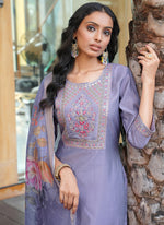 Thumbnail for Prazu Fashion Lavender Cotton Silk Thread Sequence Designer Salwar Suit