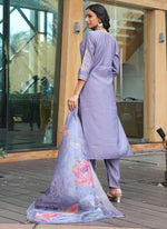 Thumbnail for Prazu Fashion Lavender Cotton Silk Thread Sequence Designer Salwar Suit