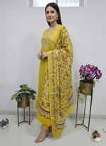 Thumbnail for Prazu Fashion Yellow Cotton Silk Thread Sequence Designer Salwar Suit - Distacart