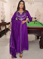 Thumbnail for Prazu Fashion Purple Soft Silk Thread Sequence Designer Salwar Suit