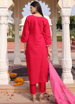 Thumbnail for Prazu Fashion Pink Cotton Silk Thread Sequence Designer Salwar Suit - Distacart