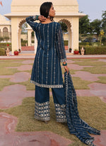 Thumbnail for Prazu Fashion Rama Georgette Thread Embroidery Chain Stitch Work Salwar Suit - Distacart