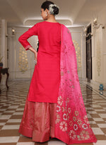 Thumbnail for Prazu Fashion Pink Cotton Silk Embroidered Sequence Lehenga Style Suit - Distacart